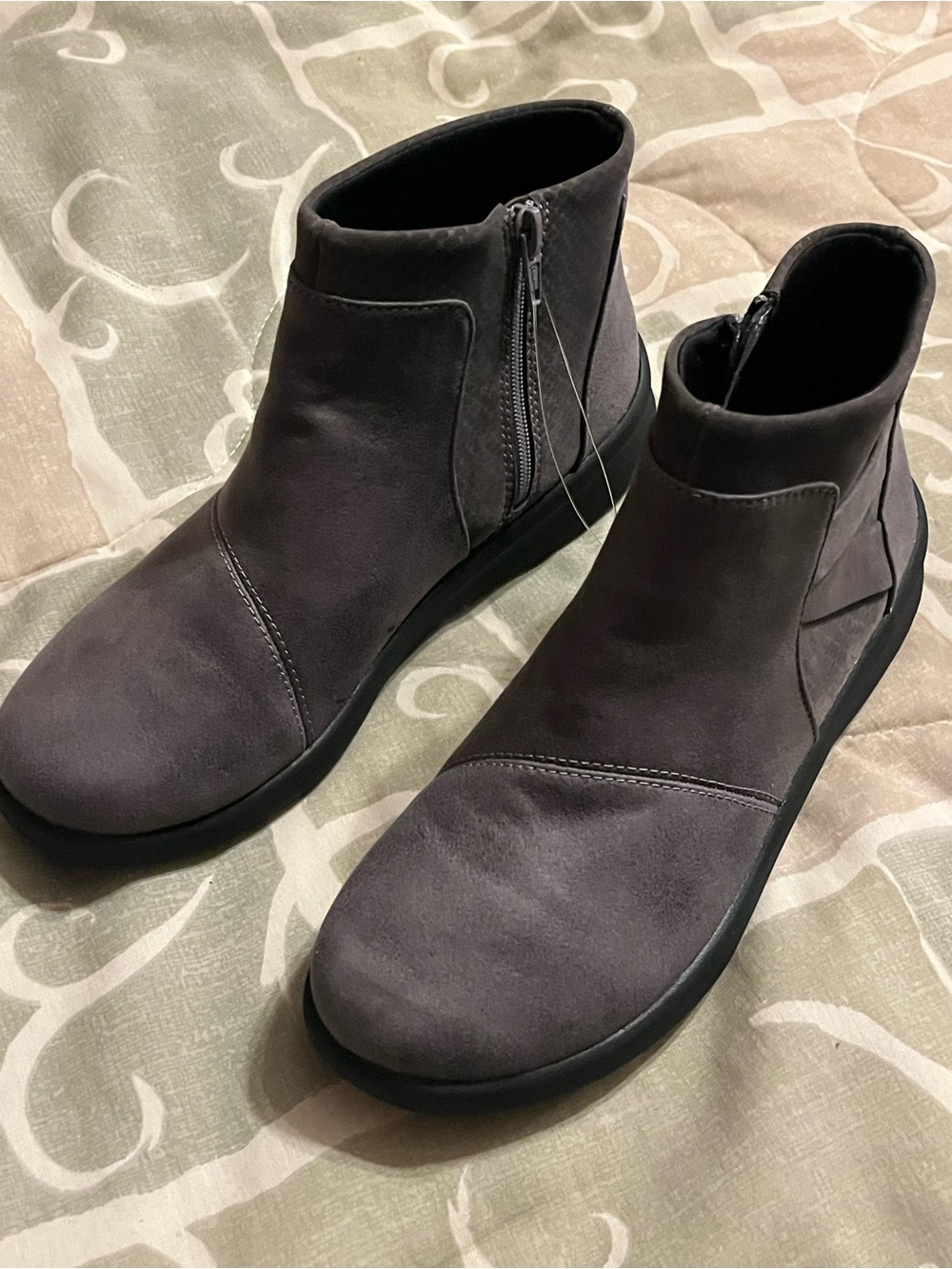Cloudsteppers by Clarks Women's Ankle Boots in Gray Suede with Side Zip